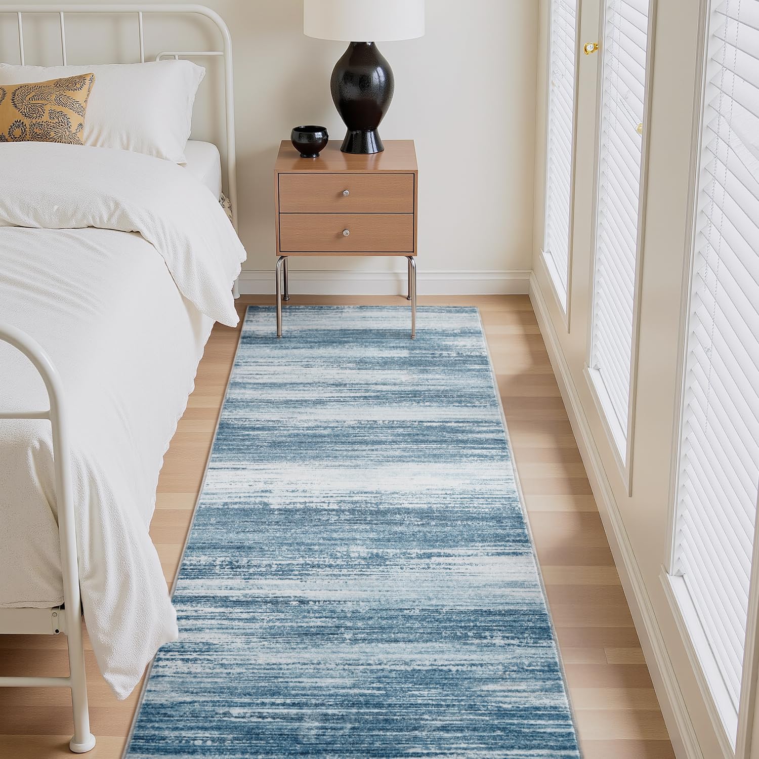 PADOOR Modern Abstract Runner Rug - 2x6 Washable Hallway Rugs, Ultra Soft Non-Slip Low Pile Floor Rugs for Hallway Entryway Kitchen Bedroom Bedside Laundry Room Grey