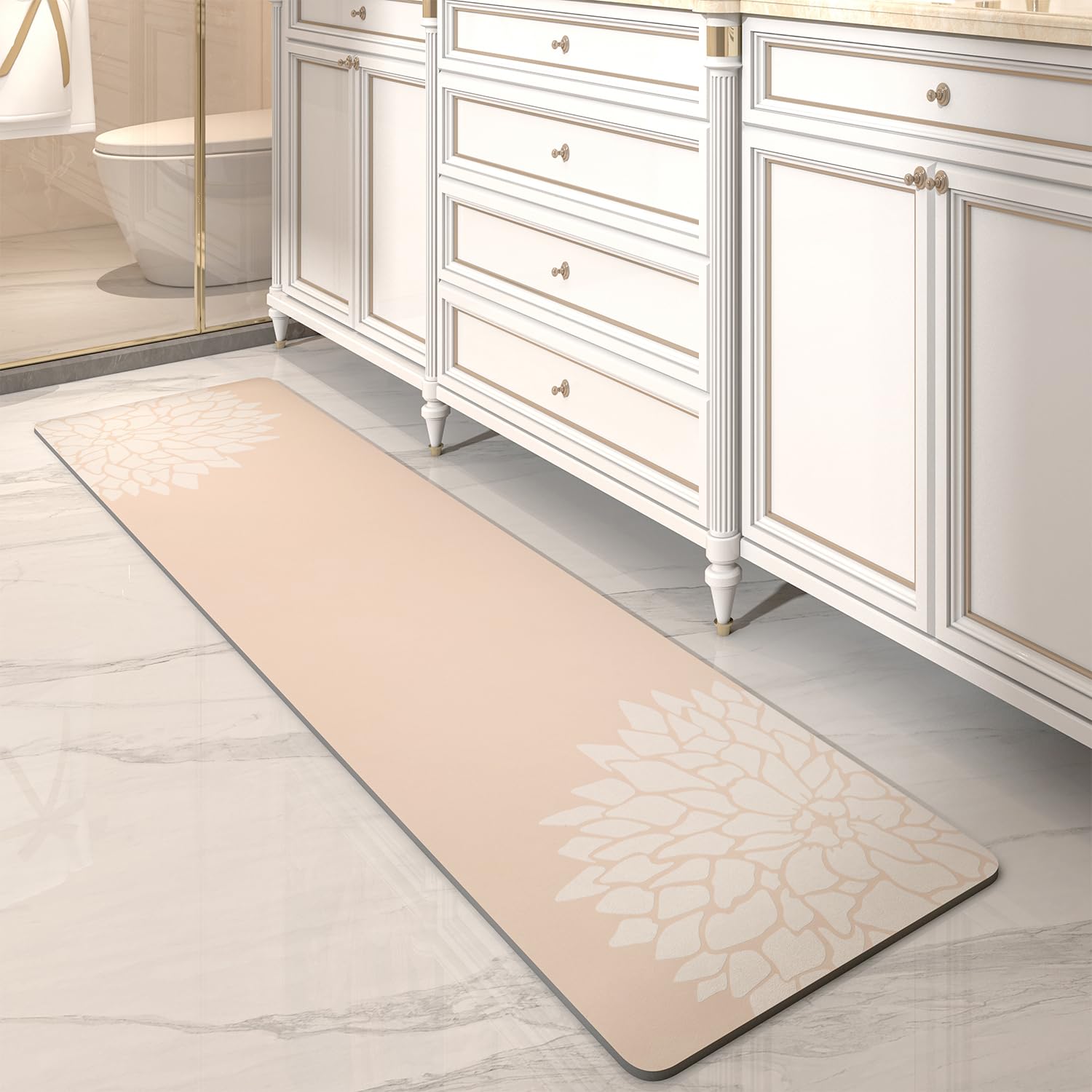 PADOOR-No Stains Bathroom Runner Rug-Bath Mats for Bathroom Non Slip-Super Absorbent Bath Floor Mat Quick Dry Diatomaceous Earth Bath Rug-Large Bathmat-17'' x47''