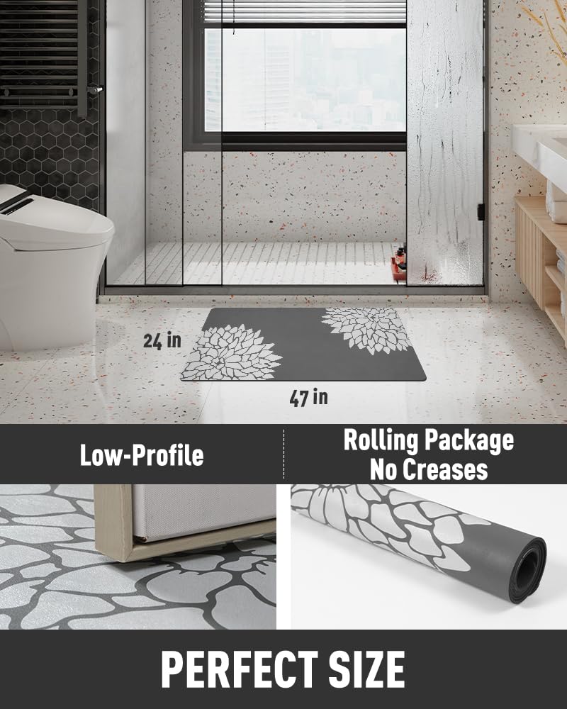 PADOOR-No Stains Bathroom Runner Rug-Bath Mats for Bathroom Non Slip-Super Absorbent Bath Floor Mat Quick Dry Diatomaceous Earth Bath Rug-Large Bathmat-17'' x47''