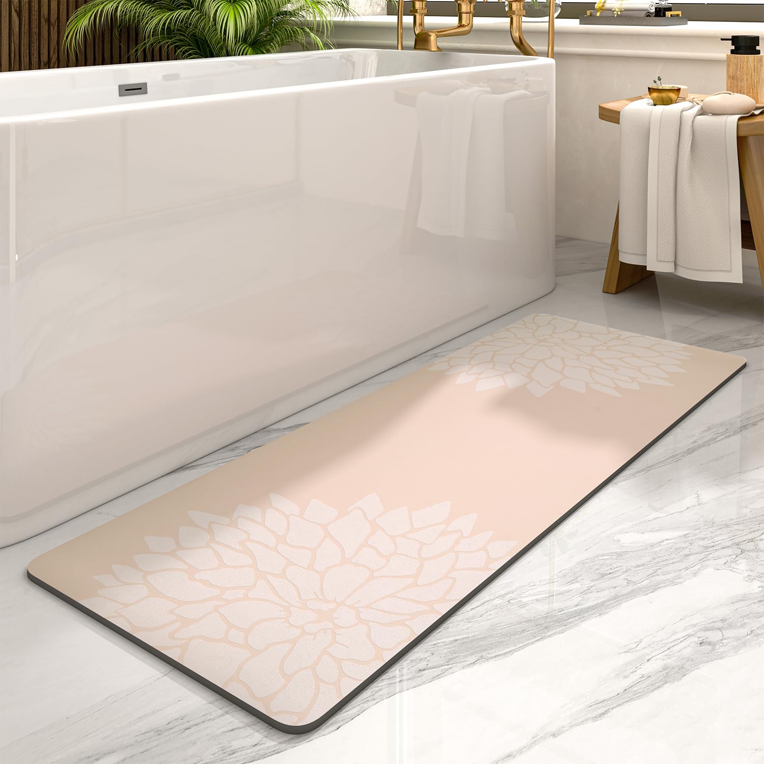 PADOOR-No Stains Bathroom Runner Rug-Bath Mats for Bathroom Non Slip-Super Absorbent Bath Floor Mat Quick Dry Diatomaceous Earth Bath Rug-Large Bathmat-17'' x47''
