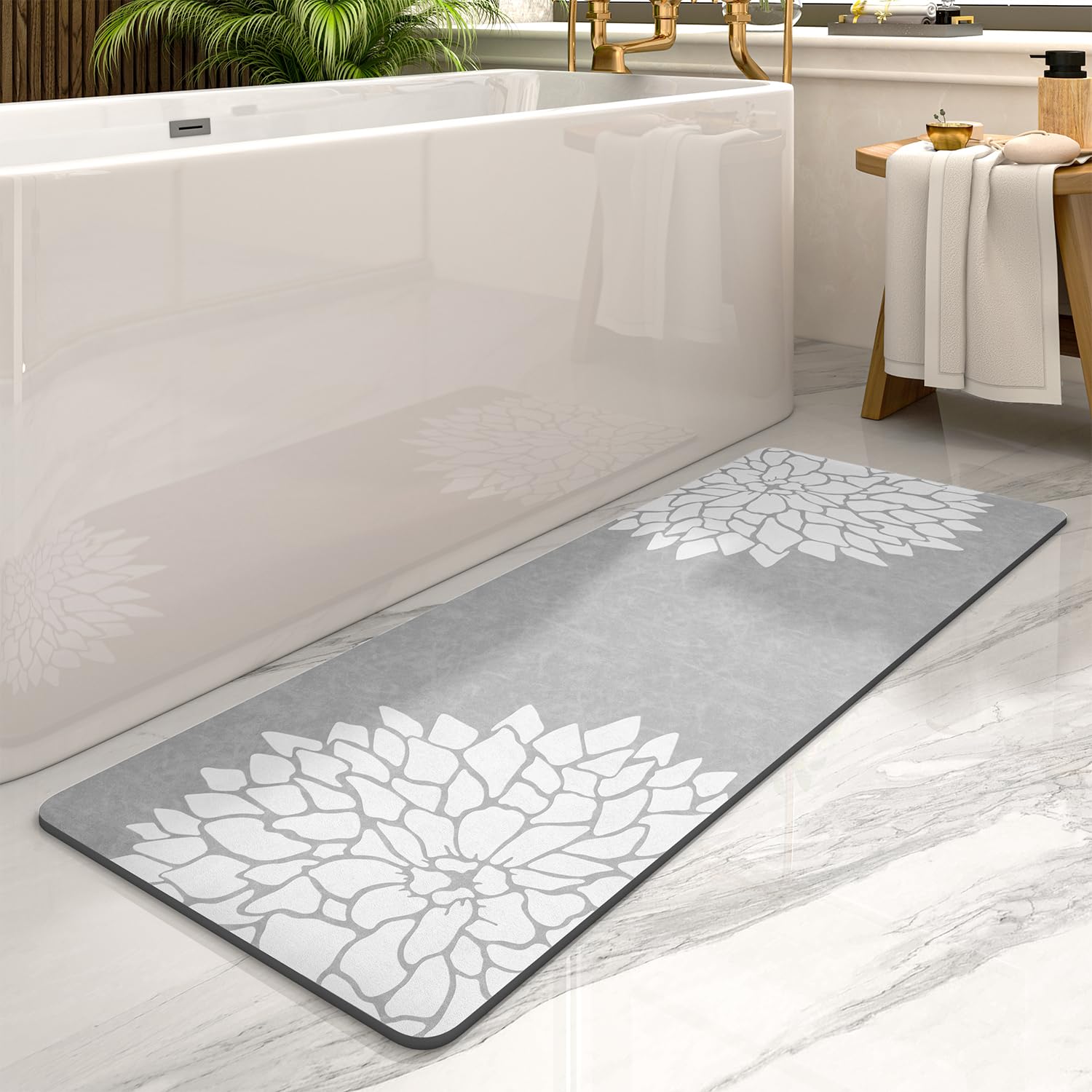 PADOOR-No Stains Bathroom Runner Rug-Bath Mats for Bathroom Non Slip-Super Absorbent Bath Floor Mat Quick Dry Diatomaceous Earth Bath Rug-Large Bathmat-17'' x47''