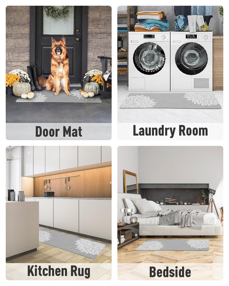 PADOOR-No Stains Bathroom Runner Rug-Bath Mats for Bathroom Non Slip-Super Absorbent Bath Floor Mat Quick Dry Diatomaceous Earth Bath Rug-Large Bathmat-17'' x47''