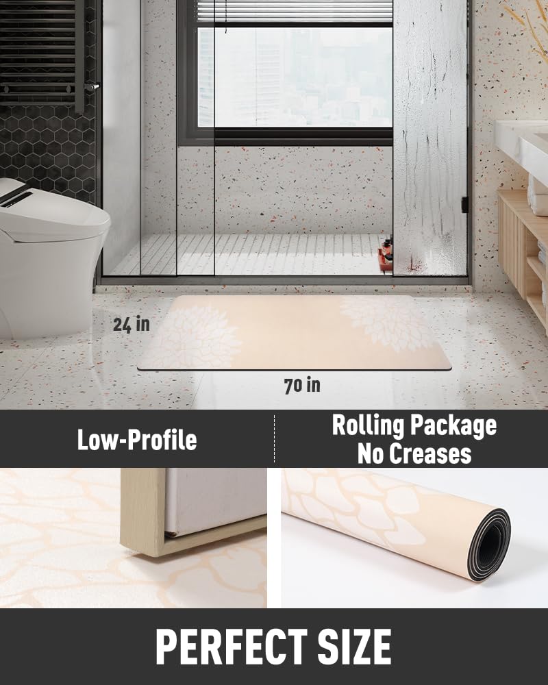 PADOOR-No Stains Bathroom Runner Rug-Bath Mats for Bathroom Non Slip-Super Absorbent Bath Floor Mat Quick Dry Diatomaceous Earth Bath Rug-Large Bathmat-17'' x47''