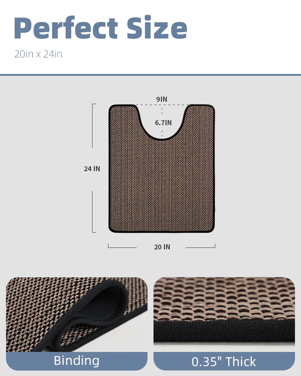 PADOOR Non-Slip Bath Mat With Rubber-Backing, Braided Absorbent Machine Washable Thin Rug for Bathroom Floor, Quick Dry, Fits Under Door, 17''x24'' Beige