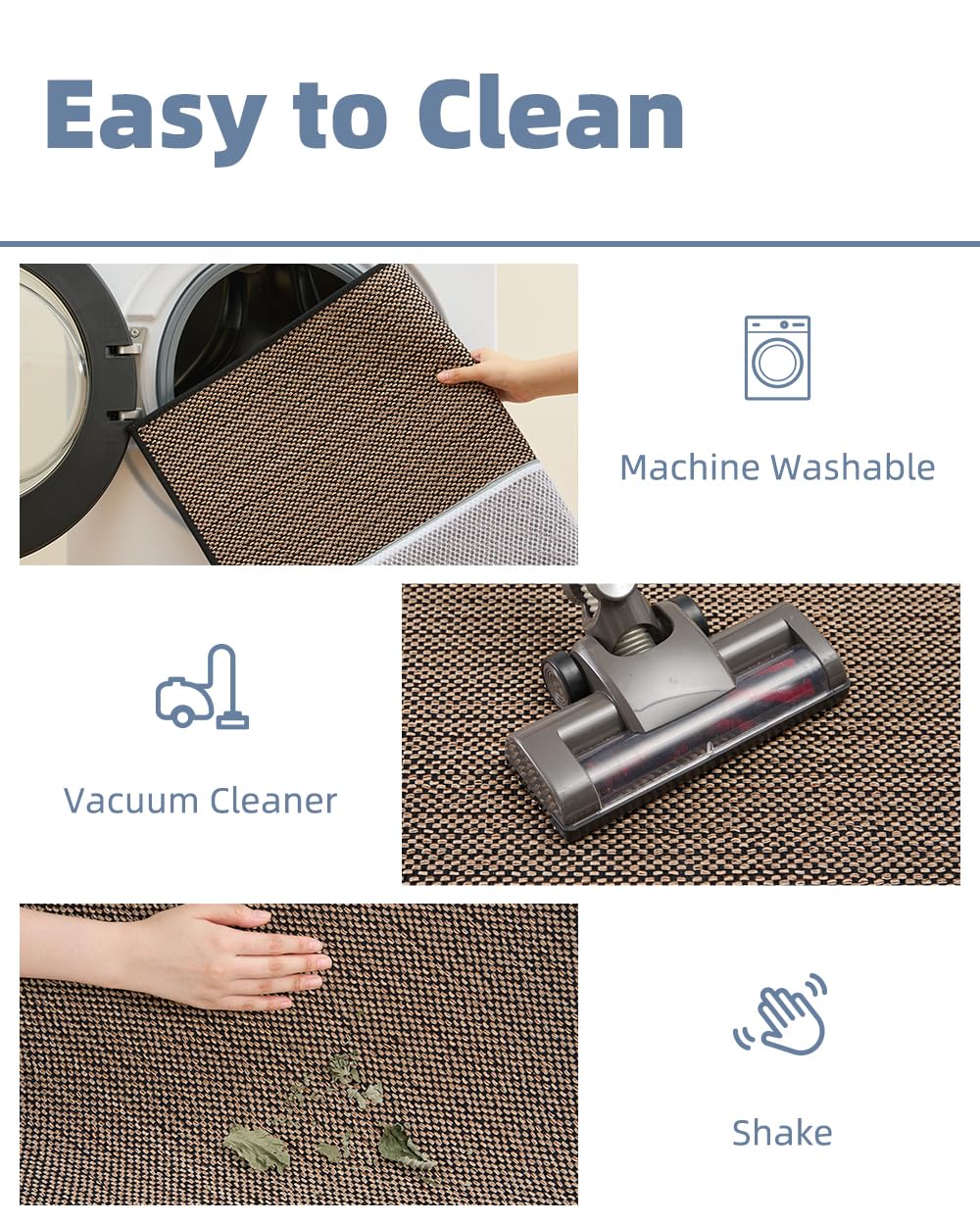 PADOOR Non-Slip Bath Mat With Rubber-Backing, Braided Absorbent Machine Washable Thin Rug for Bathroom Floor, Quick Dry, Fits Under Door, 17''x24'' Beige