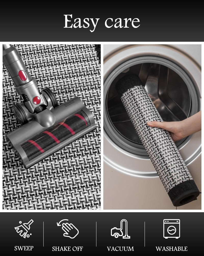 PADOOR Non Slip Kitchen Rugs Sets of 2 - Extra Large 2.5'x6' + 20"x32" Runner Rugs for Kitchen Floor Non Skid Washable, Absorbent Kitchen Mat for in Front of Sink 2 Piece Grey