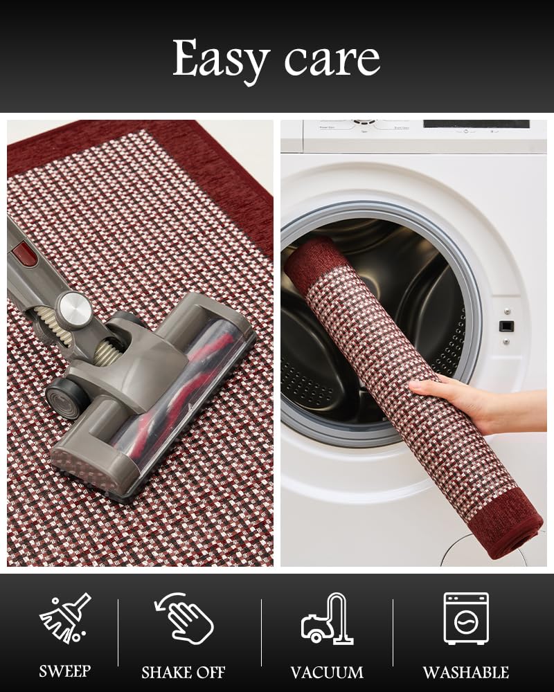 PADOOR Non Slip Kitchen Rugs Sets of 2 - Extra Large 2.5'x6' + 20"x32" Runner Rugs for Kitchen Floor Non Skid Washable, Absorbent Kitchen Mat for in Front of Sink 2 Piece Grey