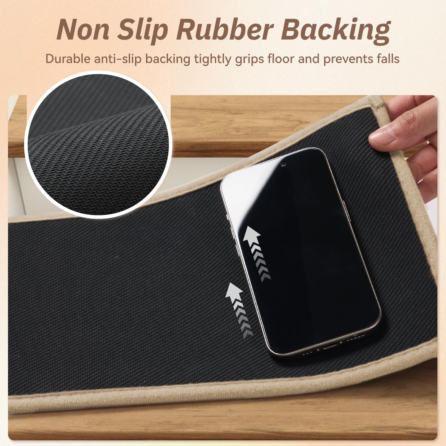 PADOOR Stair-Treads Non Slip 15PCS, Stair Treads for Wooden Steps Rubber Backing Indoor, Carpet Stair Treads Residue Free, Stair Runner Durable Stair-Carpet Treads for Kids and Dogs 8"x30" Beige