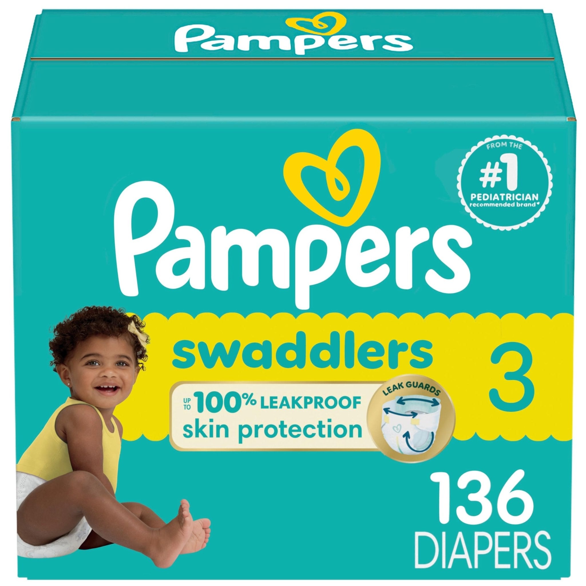 Pampers Baby Diapers - Swaddlers - Size 5, 132 Count, Ultra Absorbent Disposable Infant Diaper