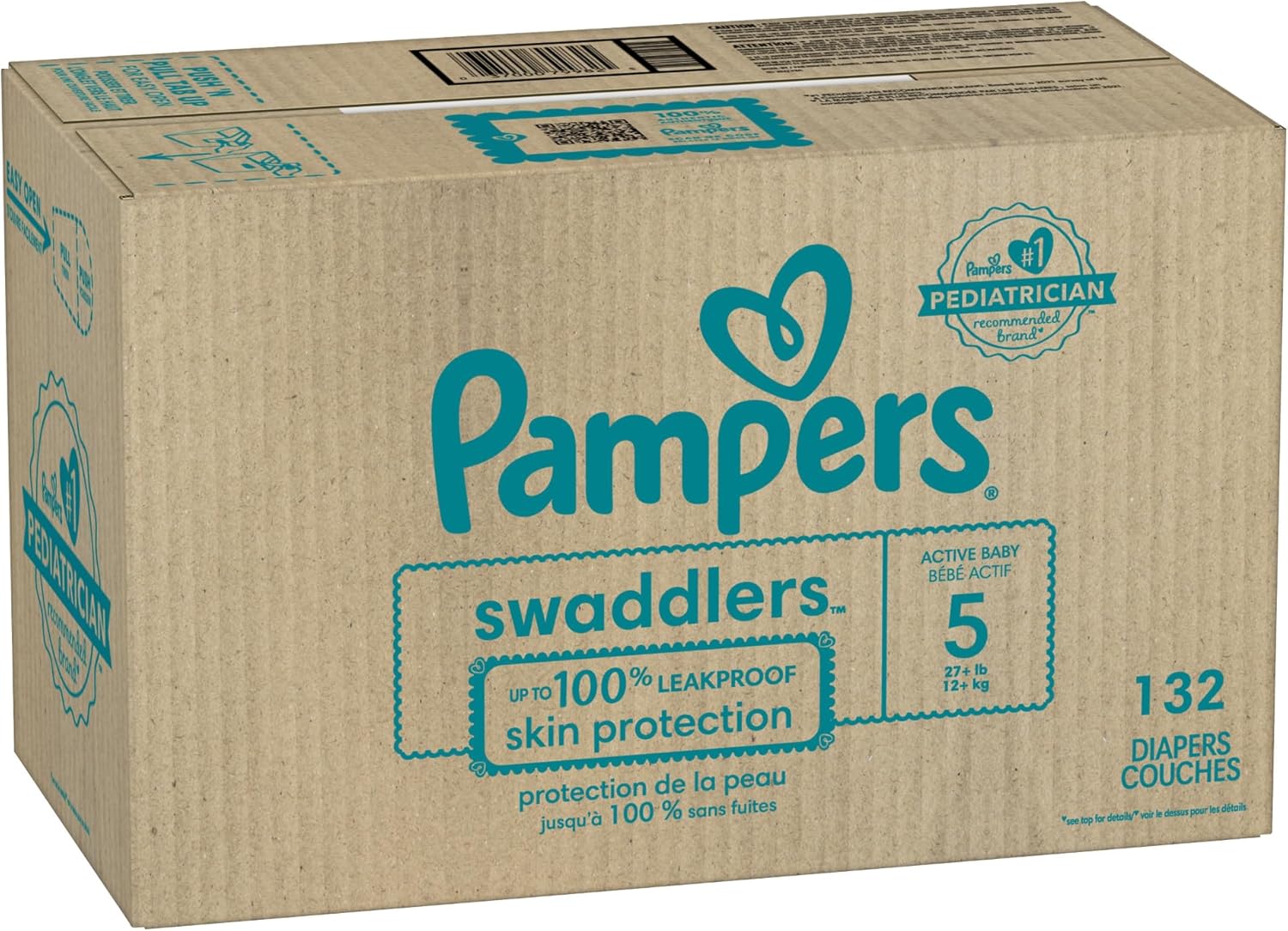 Pampers Baby Diapers - Swaddlers - Size 5, 132 Count, Ultra Absorbent Disposable Infant Diaper