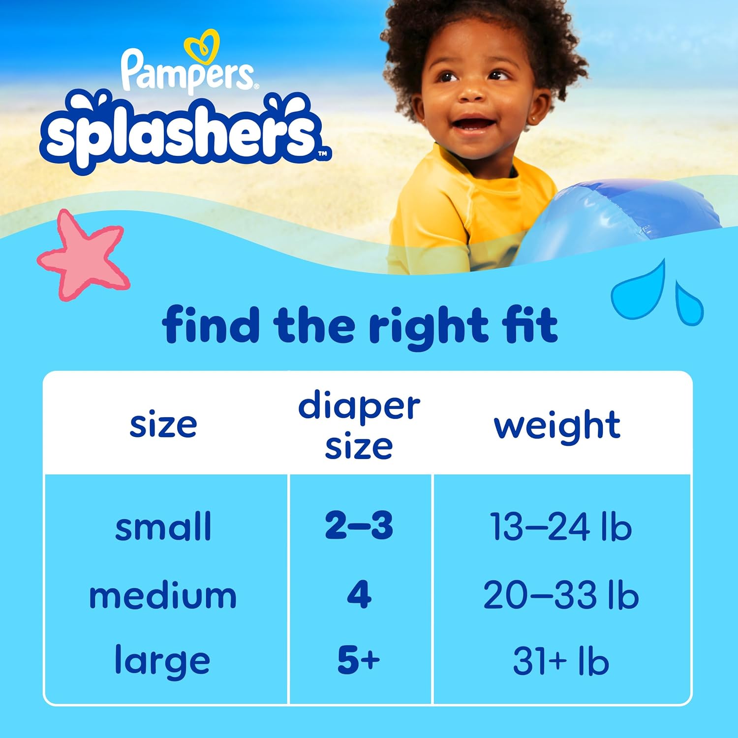 Pampers Swim Diapers - Splashers - Size 4, 18 Count, Gap-Free Disposable Baby Swimming Pants