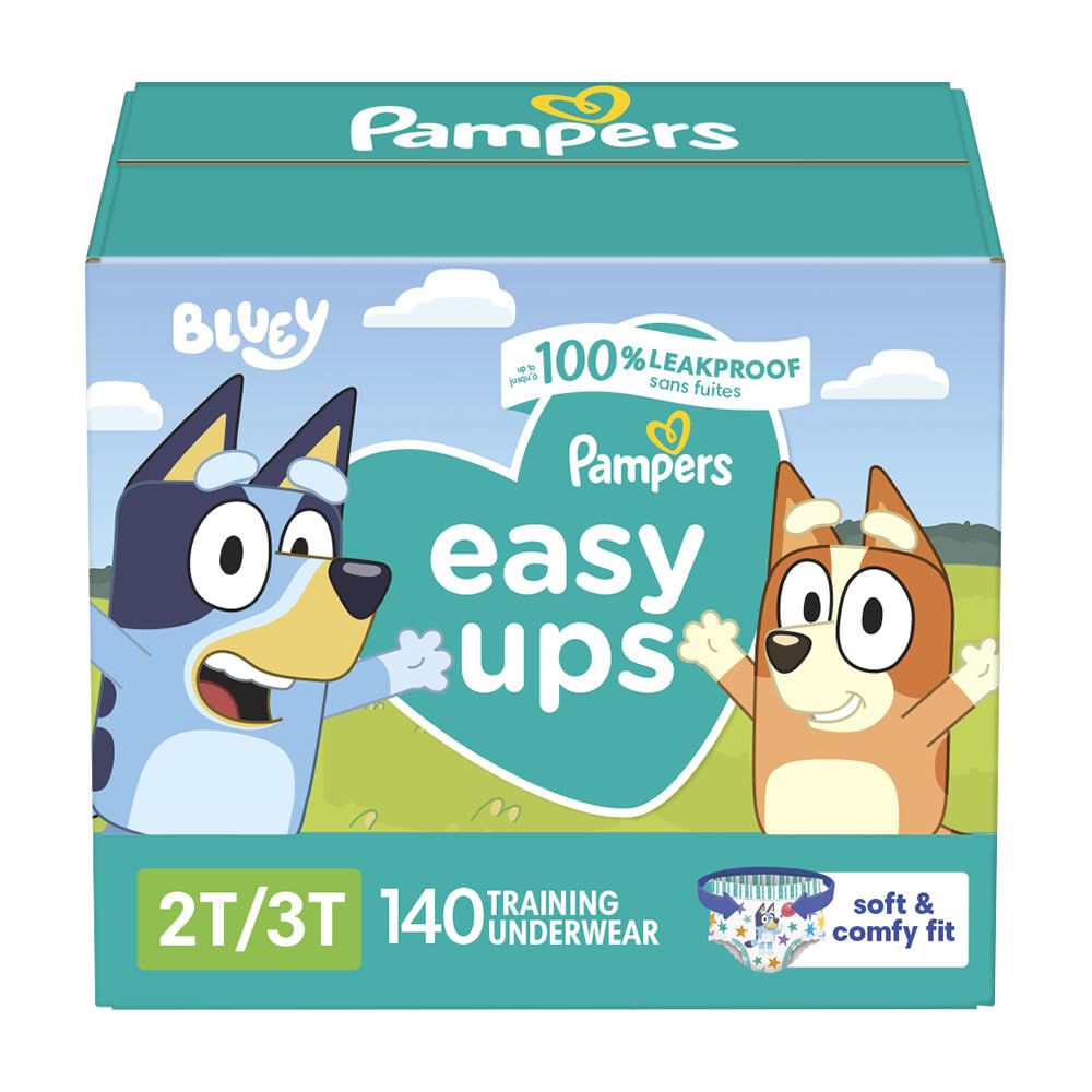 Pampers Training Pants - Easy Ups Boys & Girls Bluey - Size 3T-4T, 124 Count, Children's Potty Underwear (Packaging May Vary)