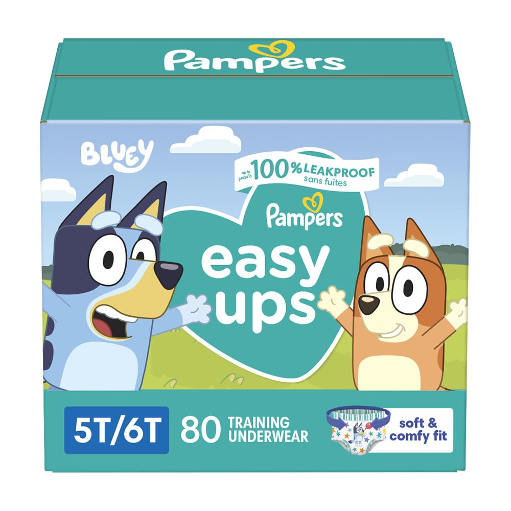 Pampers Training Pants - Easy Ups Boys & Girls Bluey - Size 3T-4T, 124 Count, Children's Potty Underwear (Packaging May Vary)