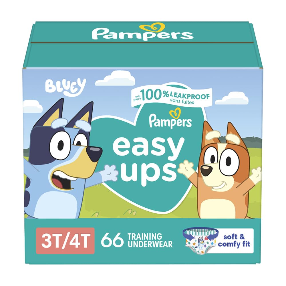 Pampers Training Pants - Easy Ups Boys & Girls Bluey - Size 3T-4T, 124 Count, Children's Potty Underwear (Packaging May Vary)