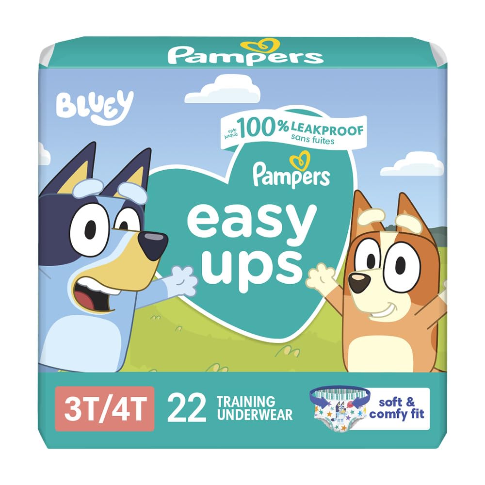 Pampers Training Pants - Easy Ups Boys & Girls Bluey - Size 3T-4T, 124 Count, Children's Potty Underwear (Packaging May Vary)
