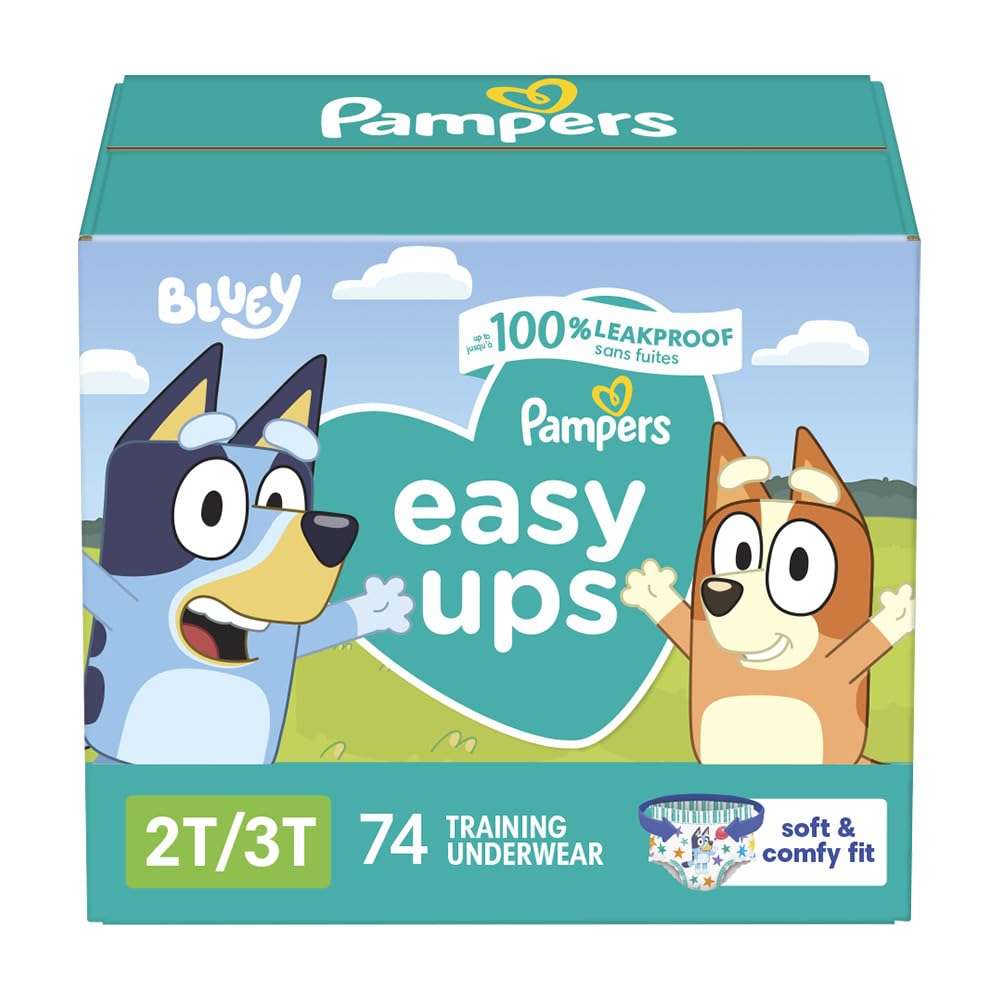 Pampers Training Pants - Easy Ups Boys & Girls Bluey - Size 3T-4T, 124 Count, Children's Potty Underwear (Packaging May Vary)