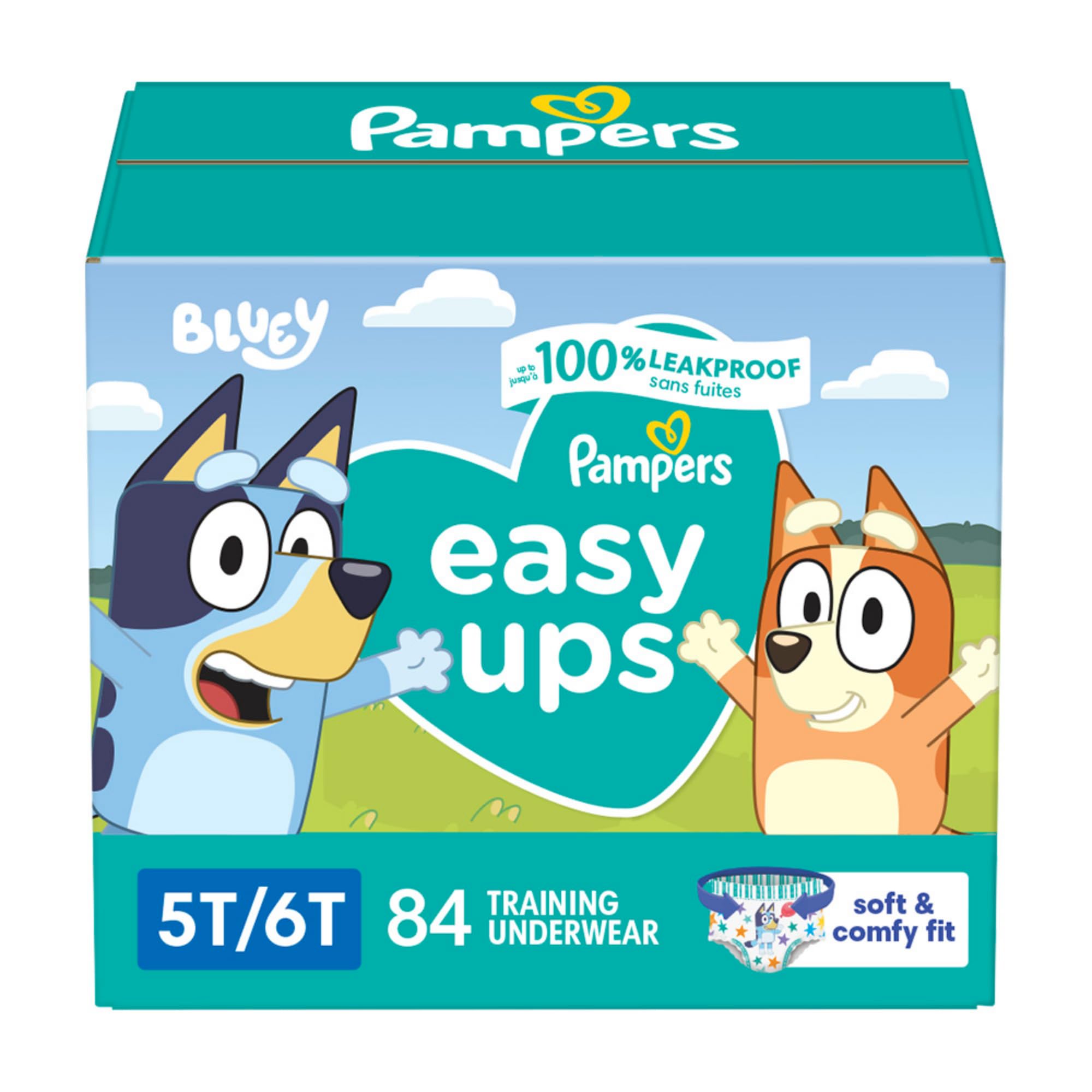 Pampers Training Pants - Easy Ups Boys & Girls Bluey - Size 3T-4T, 124 Count, Children's Potty Underwear (Packaging May Vary)
