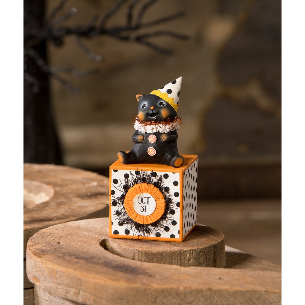 Party Hat Kitty on Block by Bethany Lowe Designs