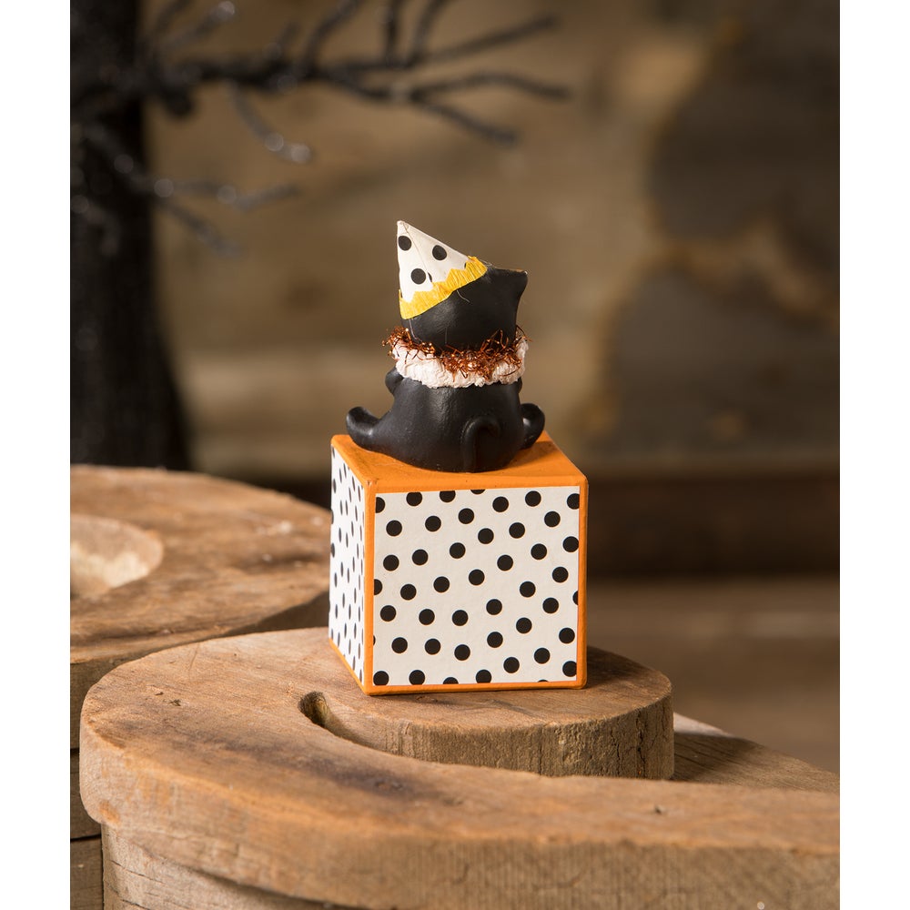 Party Hat Kitty on Block by Bethany Lowe Designs