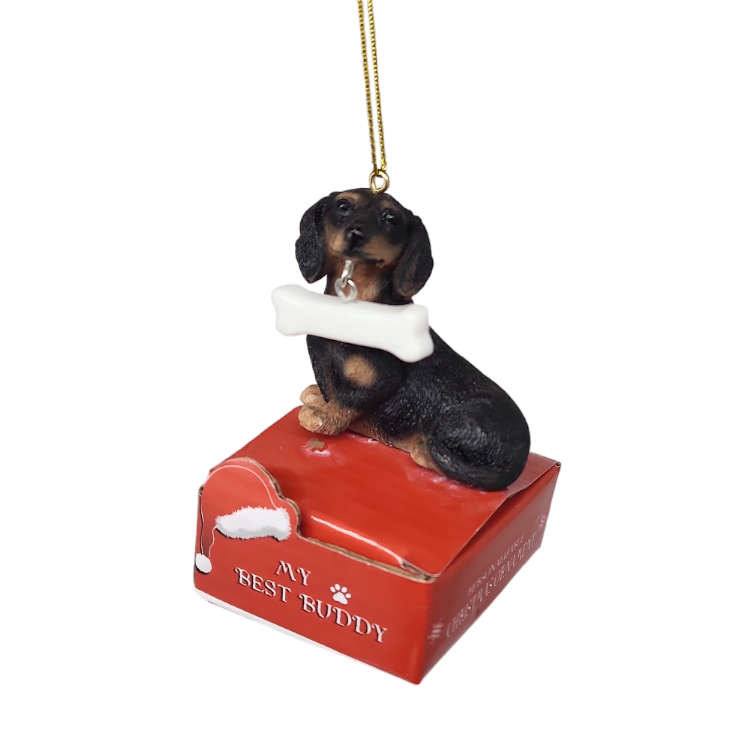 Dachshund - black with Bone Ornament