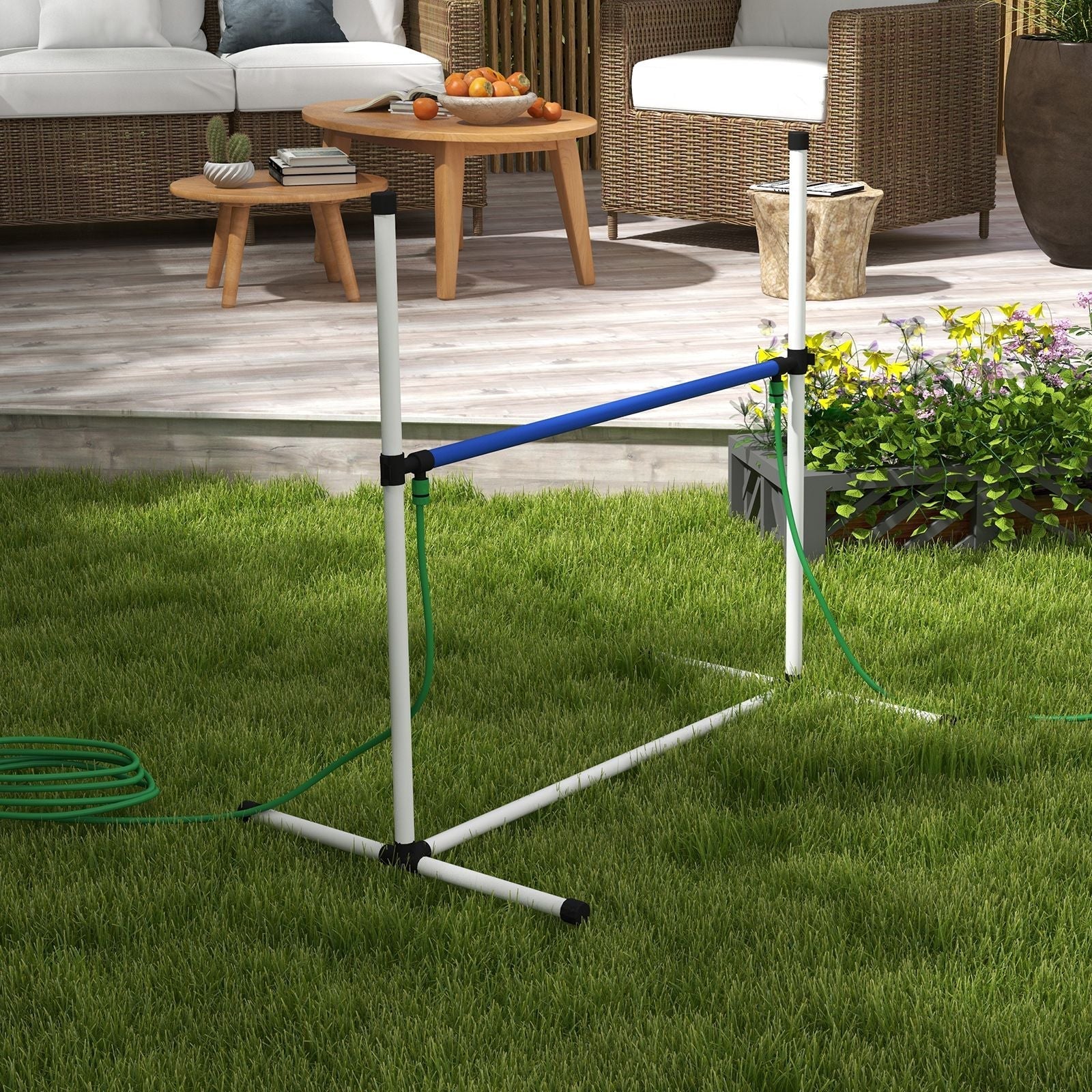 PawHut 5pc Dog Agility Training Equipment Set with Spray Water Tube, White