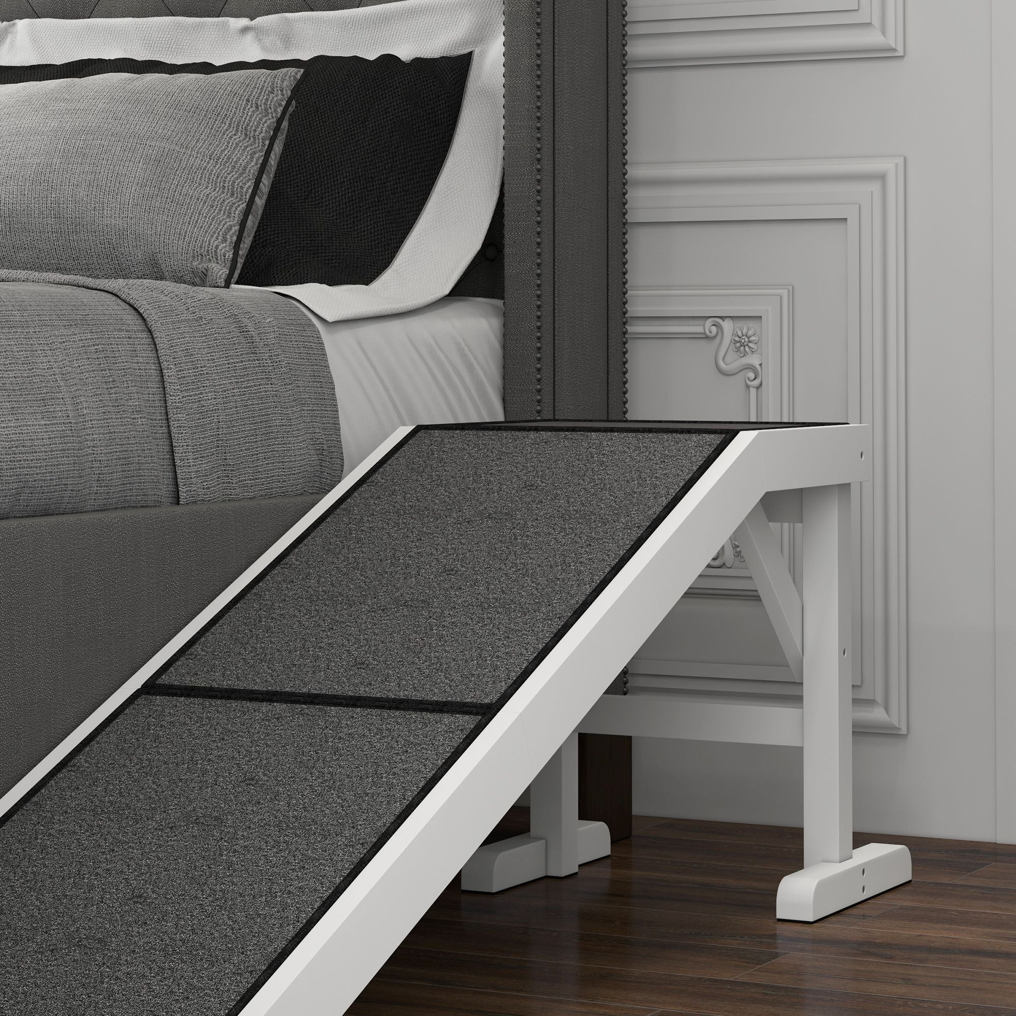 PawHut 60" Pet Ramp for Dogs & Cats, Non-Slip Carpet, Easy Access, White