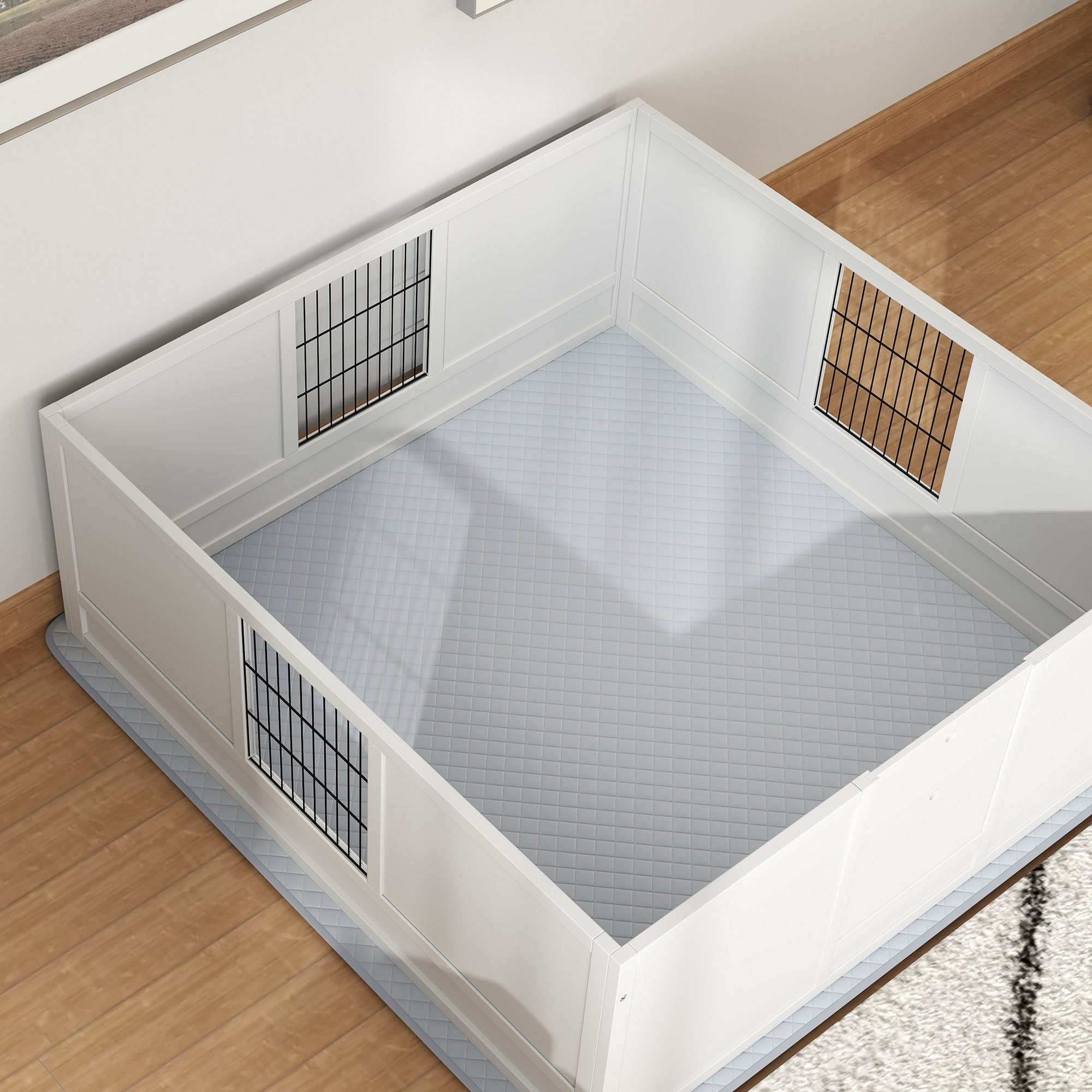 PawHut Dog Whelping Box with Washable Pee Pad, Adjustable Height Door, for Large Breed Dogs, 49" x 47" x 19"