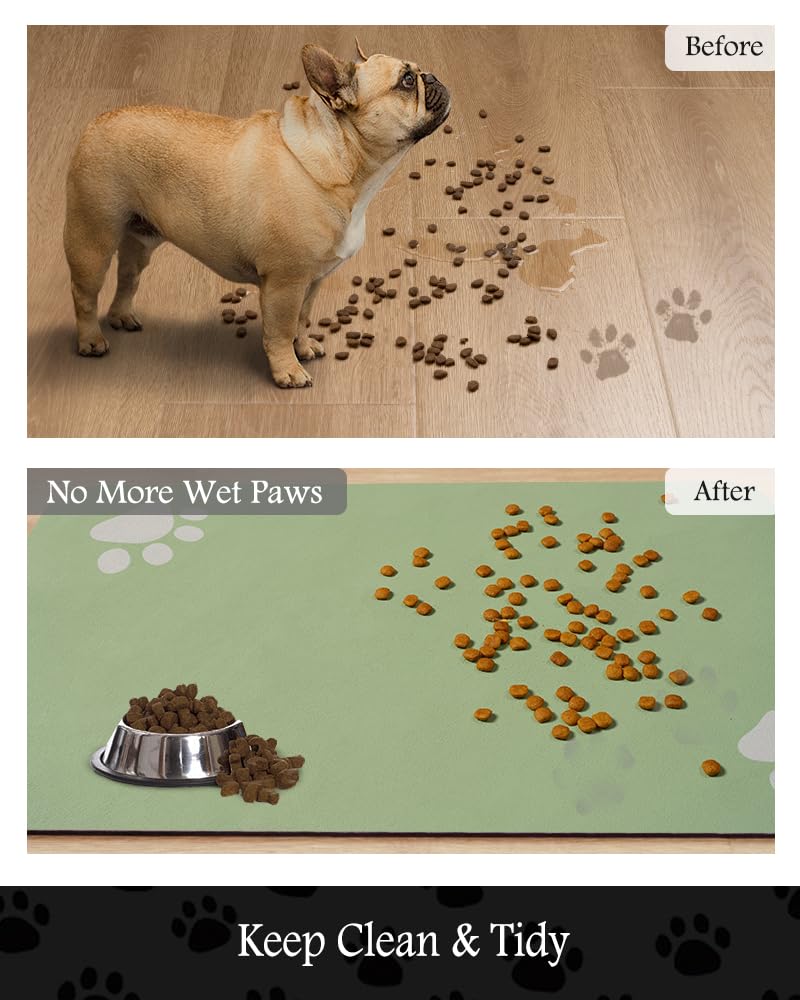 Pet Feeding Mat-Absorbent Dog Mat for Food and Water Bowl-No Stains Quick Dry Dog Water Dispenser Mat-Dog Accessories Pet Supplies-Dog Water Bowl for Messy Drinkers