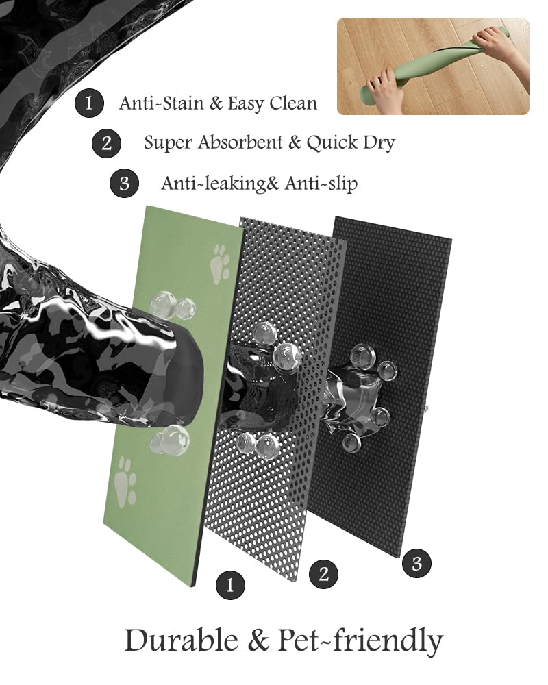 Pet Feeding Mat-Absorbent Dog Mat for Food and Water Bowl-No Stains Quick Dry Dog Water Dispenser Mat-Dog Accessories Pet Supplies-Dog Water Bowl for Messy Drinkers