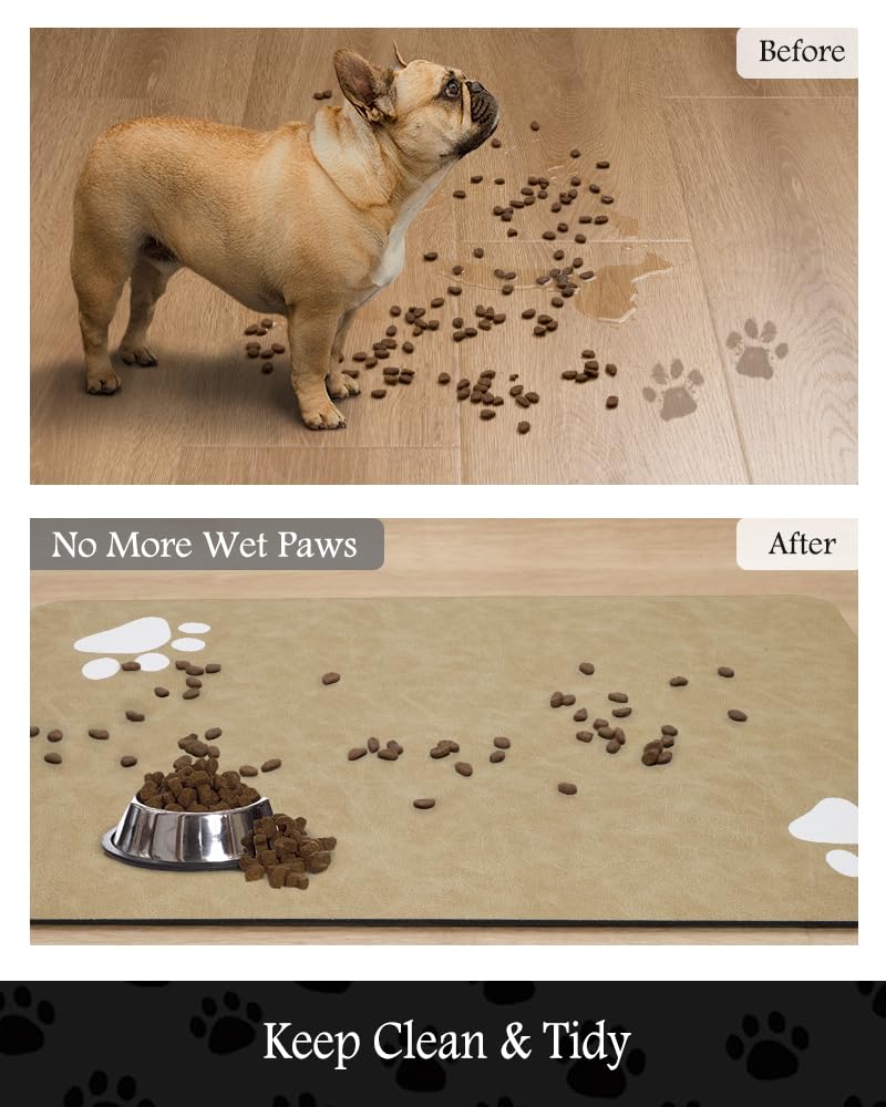 Pet Feeding Mat-Absorbent Dog Mat for Food and Water Bowl-No Stains Quick Dry Dog Water Dispenser Mat-Dog Accessories Pet Supplies-Dog Water Bowl for Messy Drinkers