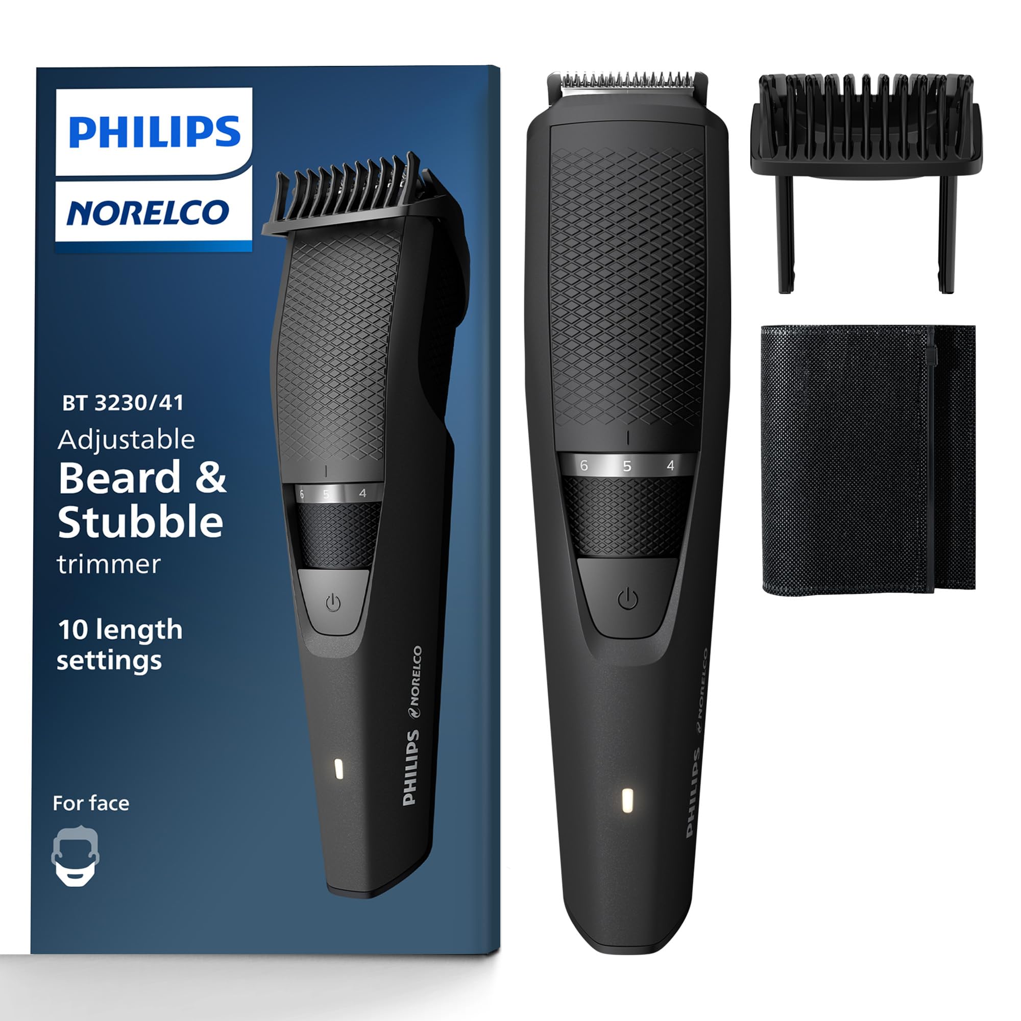 Philips Norelco Beard Trimmer and Hair Clipper, Cordless Grooming, Rechargeable, Adjustable Length, Beard Trimmer And Hair Clipper, No Blade Oil Needed, BT3210/41