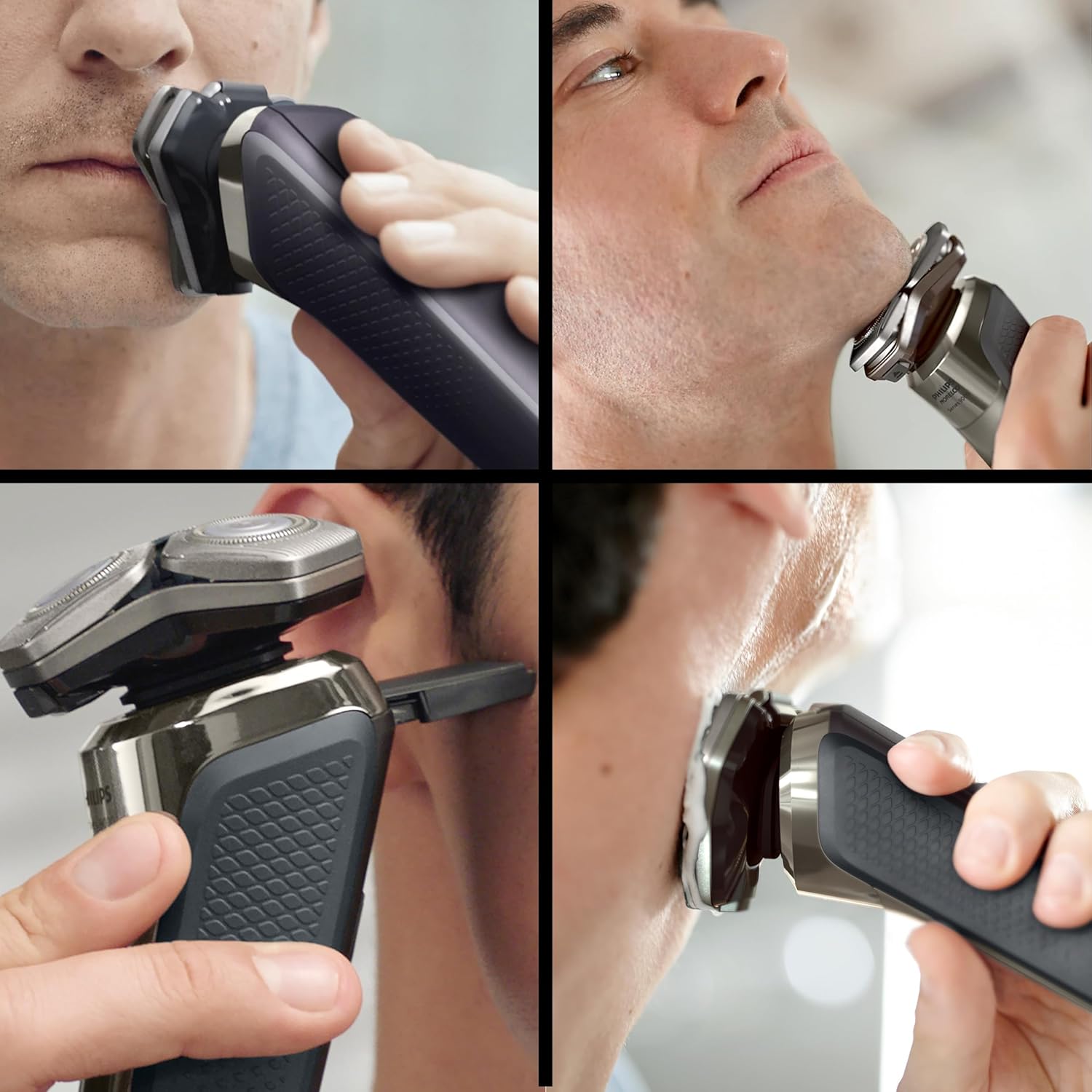 Philips Rechargeable Wet/Dry Electric Shaver Series 9000 with SenseIQ and Comfort Glide Ring Technology, Battery Powered, Silver