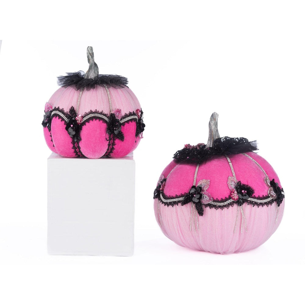 Pink Passion Floral Pumpkins Set of 2 by Katherine's Collection