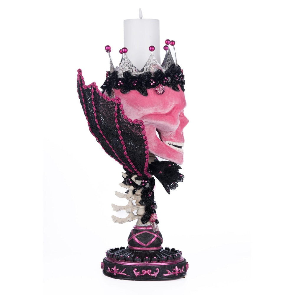 Pink Passion Skull Pillar Candle Holder by Katherine's Collection