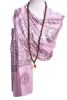 OM Hand Block Bhakti Yoga Prayer Sanskrit Hindu Mantra Shawl by OMSutra