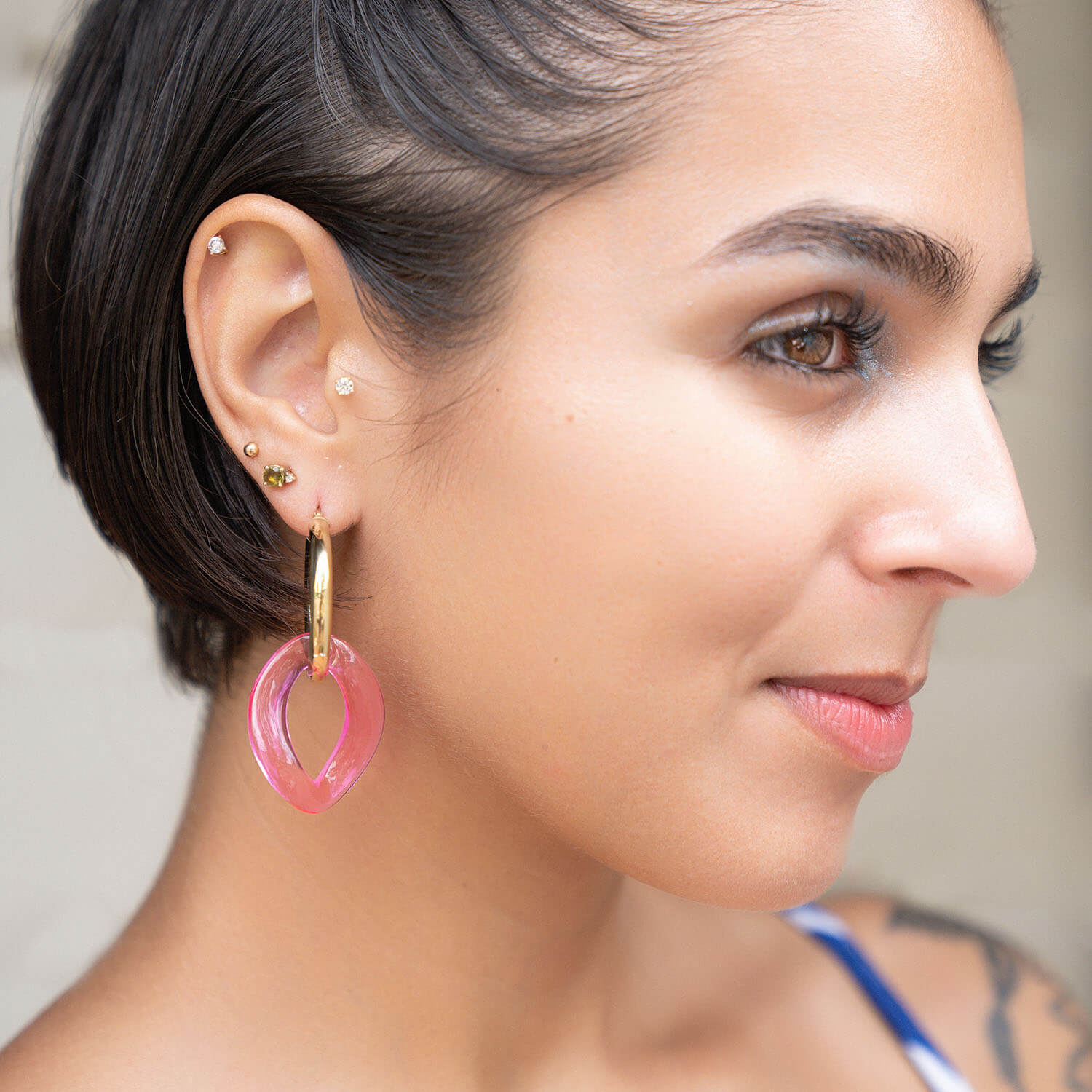 Lucite Curb Link Hoop Earrings