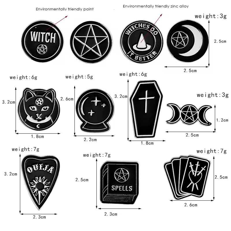 Black & White Witchy Pins