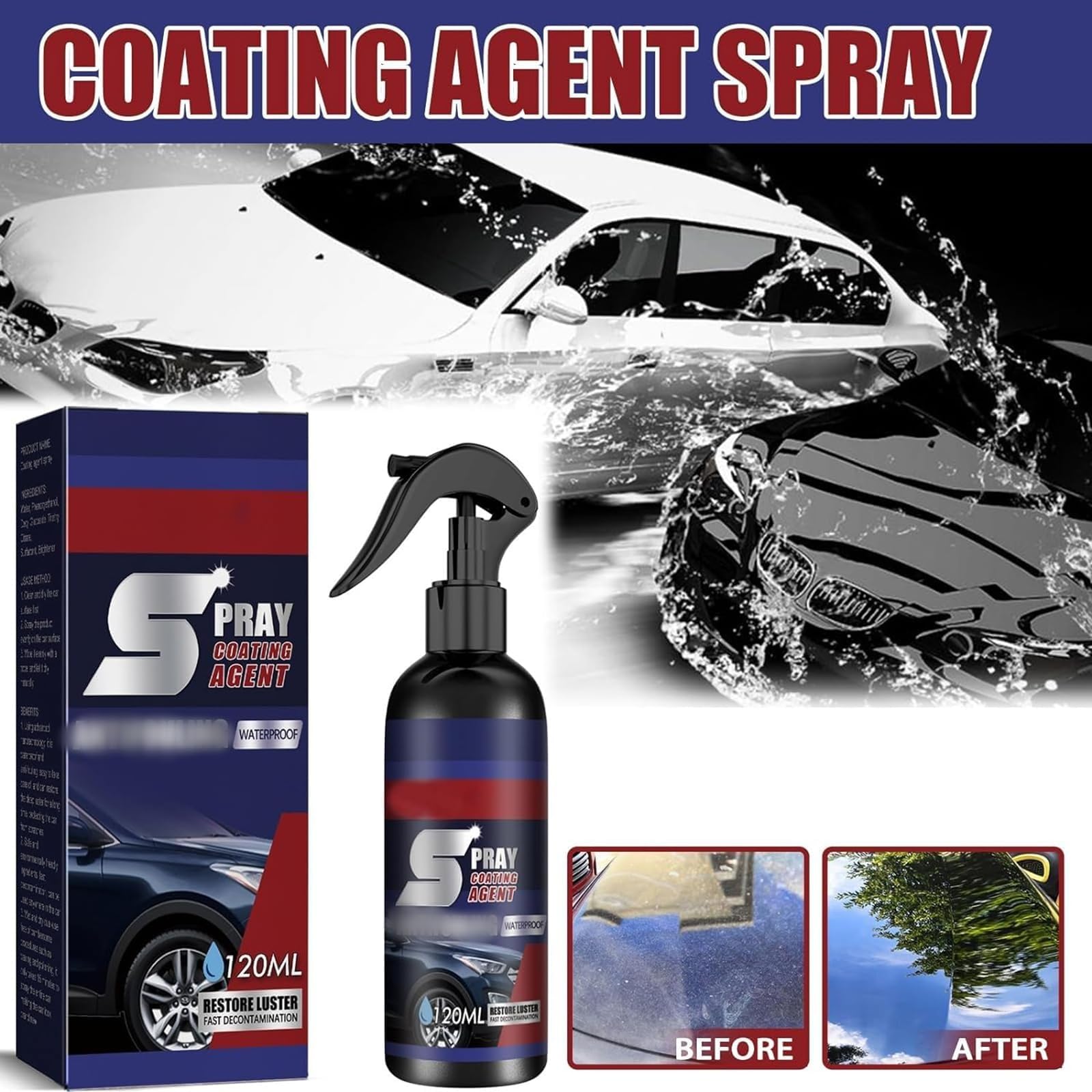 Pipiup Car Wax, Pipiup Ceramic Coating, Newbeeco Limpiador De Carro, Quick Effect Coating Agent,Multifunctional Car Restore Spray,3 in 1 High Protection Quick Car Coatingspray, Waterless Car Wash (1)