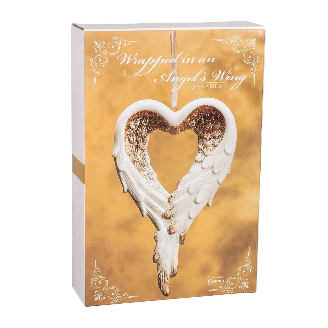 Wrapped In Angel's Wings Heart Gilded Porcelain Ornament