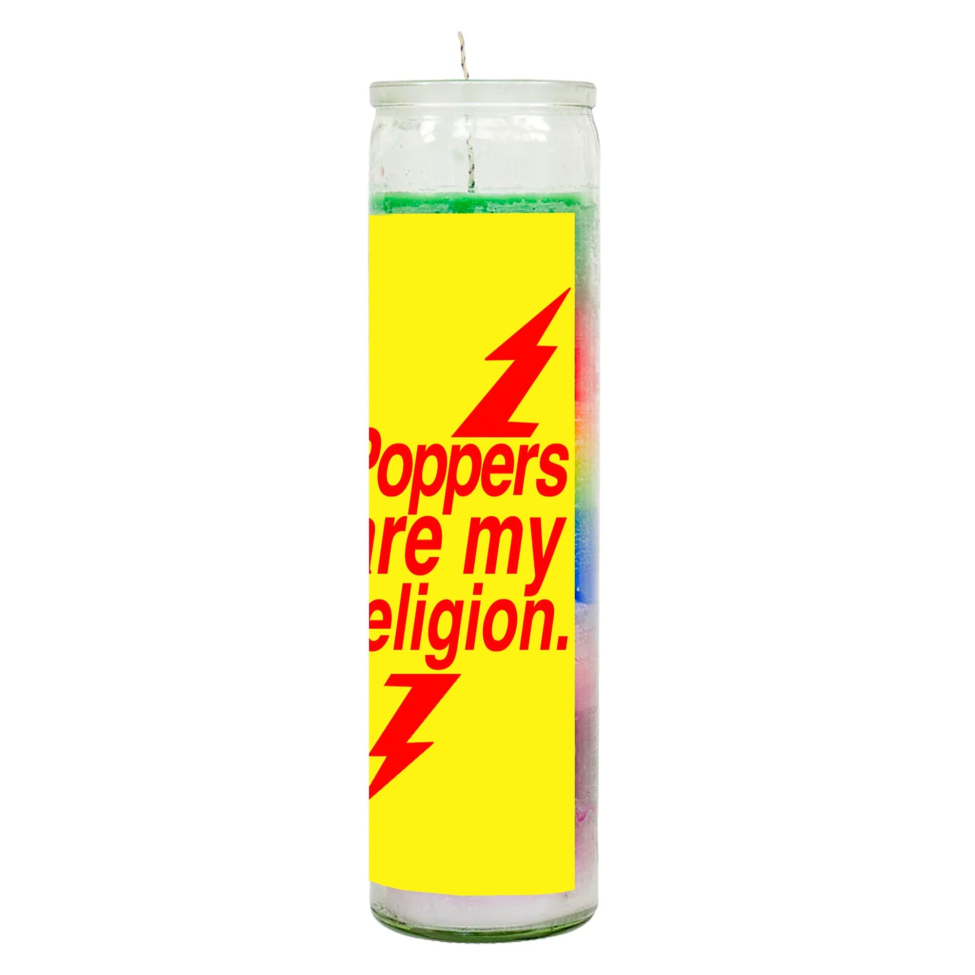Poppers Are My Religion Rainbow Candle by BOBBYK