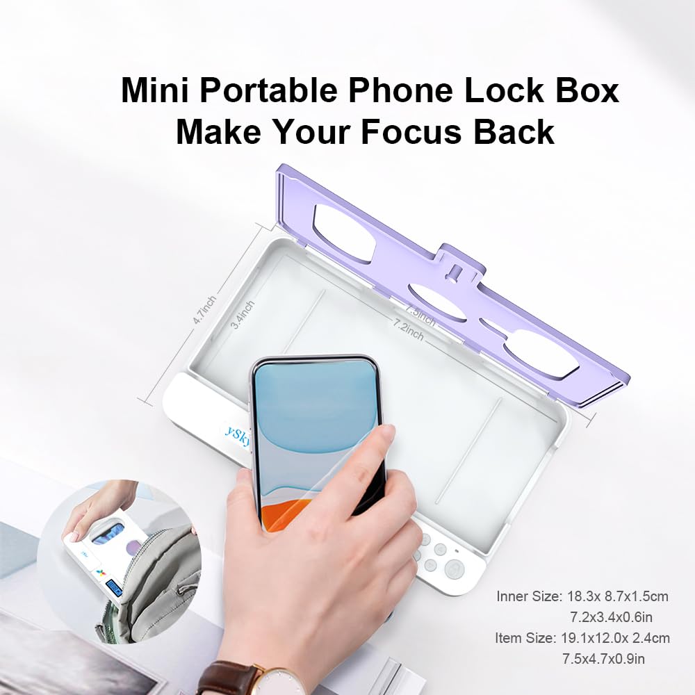Portable Smart Auto Phone Timer Lock Box for iPhone and Android Phones, Self-Control Timer Locker to Help Kids,Students, Adults Focus Back,Prevent Excessive Games, Mobile Phone Addiction(New)
