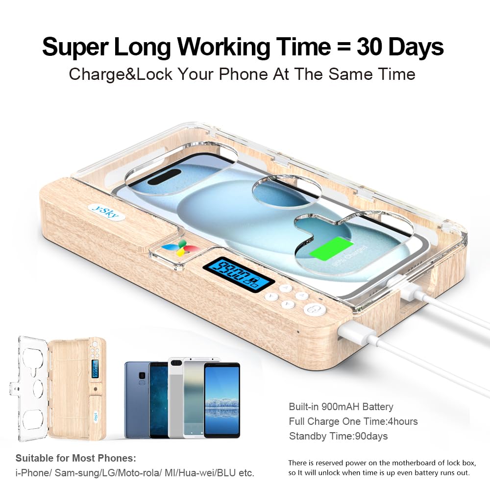 Portable Smart Auto Phone Timer Lock Box for iPhone and Android Phones, Self-Control Timer Locker to Help Kids,Students, Adults Focus Back,Prevent Excessive Games, Mobile Phone Addiction(New)