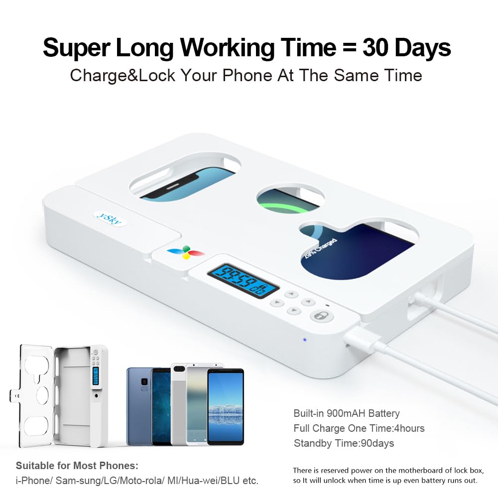 Portable Smart Auto Phone Timer Lock Box for iPhone and Android Phones, Self-Control Timer Locker to Help Kids,Students, Adults Focus Back,Prevent Excessive Games, Mobile Phone Addiction(New)