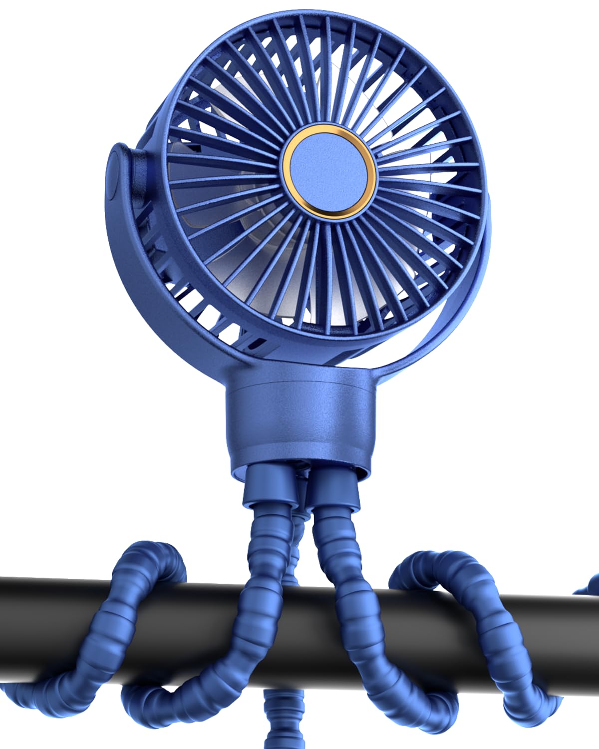 Portable Stroller Mini Fan, Small Rechargeable Personal Fan, Baby Travel Essentials for Wagon, Car Seat, Treadmill, Battery Powered Biking Gear Accessories, 360° Rotation, 3-Speed, Display, Black