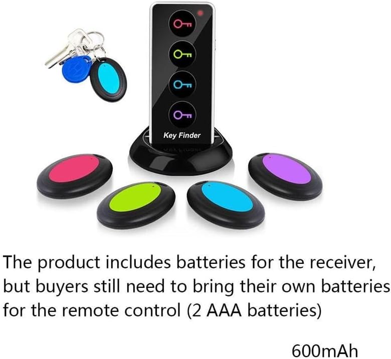 Portable Wireless Key Finder Set with 4 Signal Receivers - Ideal Party Gift for Elders, Black, Requires 2 AAA Batteries(Super Good qualiey)