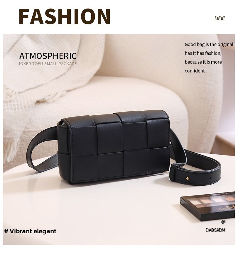 Premium sense of hundred with small bag 2025 new fashion pure color weaving niche ladies crossbody bag small aroma wind women's bag