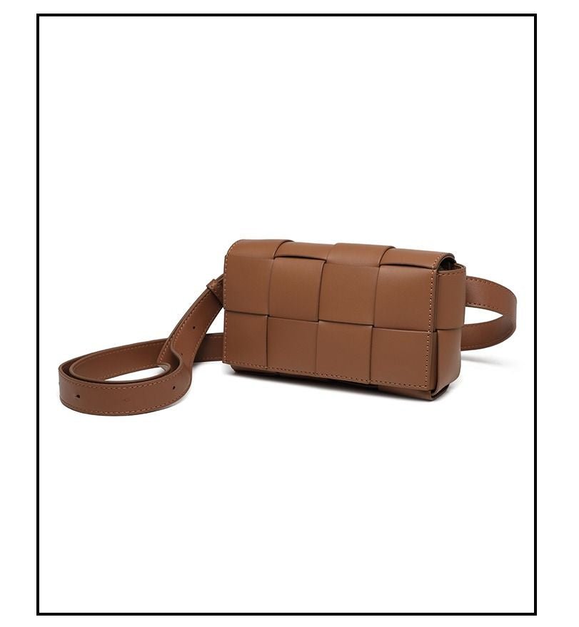 Premium sense of hundred with small bag 2025 new fashion pure color weaving niche ladies crossbody bag small aroma wind women's bag