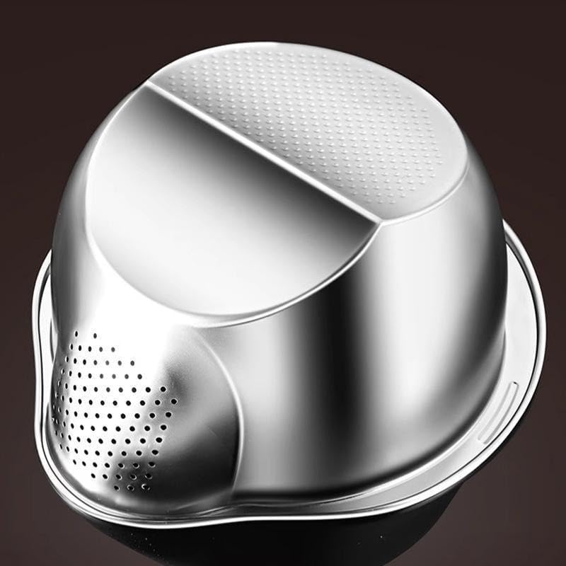 Premium SUS304 Stainless Steel Rice Washing Drain Basket - Multifunctional Kitchen Colander for Rice, Fruits, Veggies & Storage, Durable Kitchen Gadget(Super good qualiey)