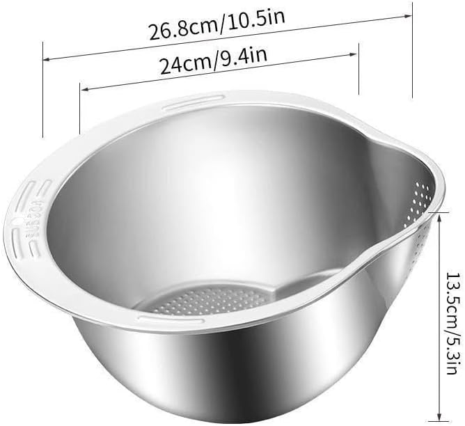 Premium SUS304 Stainless Steel Rice Washing Drain Basket - Multifunctional Kitchen Colander for Rice, Fruits, Veggies & Storage, Durable Kitchen Gadget(Super good qualiey)