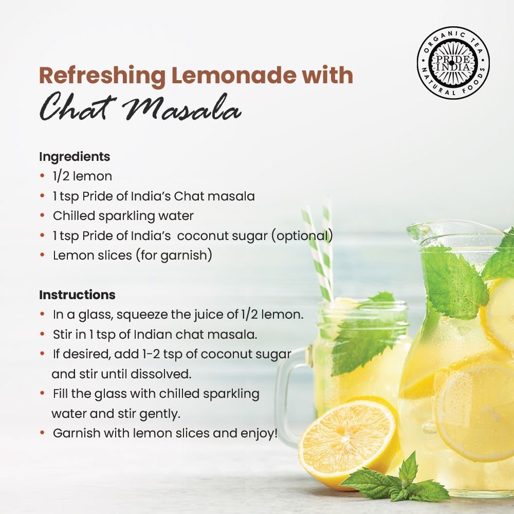 Pride of India | Indian Chat Masala Seasoning Spice 8 oz (226.79 gm) Medium Dual Sifter Jar | Ideal for Savory Dishes | Perfect Seasoning for Drinks/Salads/Fruits | Preservatives Free | Easy to Store